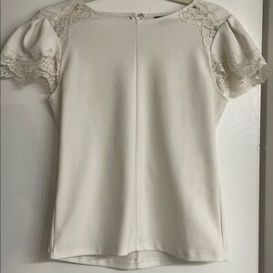 Elegant Cream Lace Sleeve Women's Top